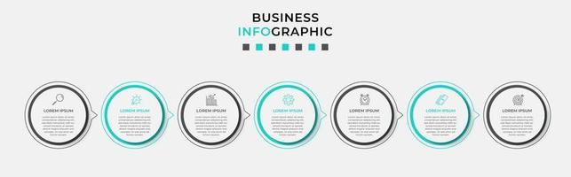 Plantilla de diseño infográfico con iconos y 7 opciones o pasos. vector