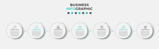 Plantilla de diseño infográfico con iconos y 7 opciones o pasos. vector