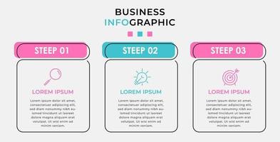 Plantilla de negocio de diseño infográfico con iconos y 3 opciones o pasos. vector