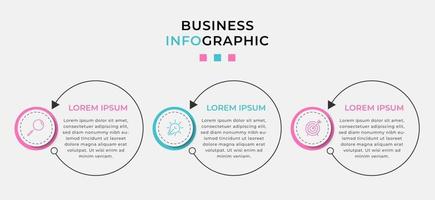 Plantilla de negocio de diseño infográfico con iconos y 3 opciones o pasos. vector