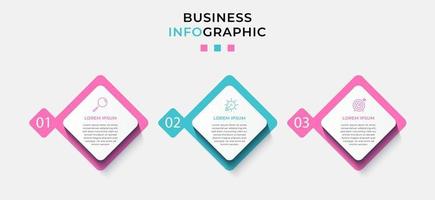 Plantilla de negocio de diseño infográfico con iconos y 3 opciones o pasos. vector