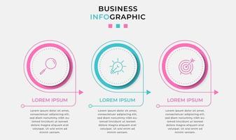 Plantilla de negocio de diseño infográfico con iconos y 3 opciones o pasos. vector