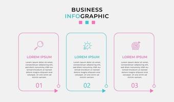 Plantilla de negocio de diseño infográfico con iconos y 3 opciones o pasos. vector