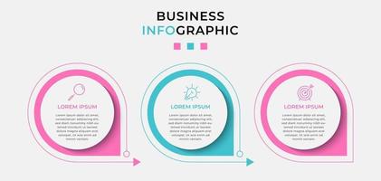 Plantilla de negocio de diseño infográfico con iconos y 3 opciones o pasos. vector