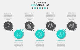 Plantilla de diseño infográfico con iconos y 7 opciones o pasos. vector