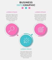 Plantilla de negocio de diseño infográfico con iconos y 3 opciones o pasos. vector