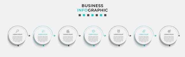 Plantilla de diseño infográfico con iconos y 7 opciones o pasos. vector