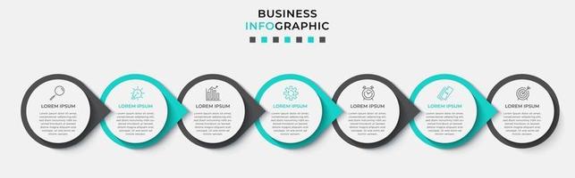 Plantilla de diseño infográfico con iconos y 7 opciones o pasos. vector