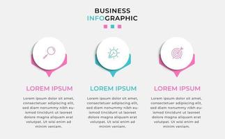 Plantilla de negocio de diseño infográfico con iconos y 3 opciones o pasos. vector