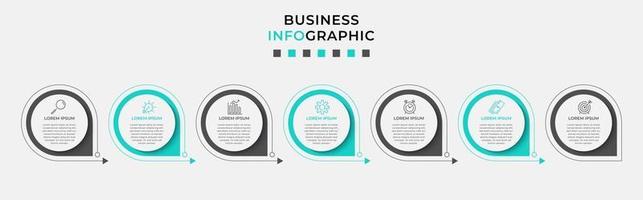 Plantilla de diseño infográfico con iconos y 7 opciones o pasos. vector