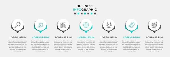 Plantilla de diseño infográfico con iconos y 7 opciones o pasos. vector