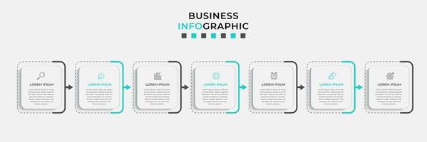 Plantilla de diseño infográfico con iconos y 7 opciones o pasos. vector