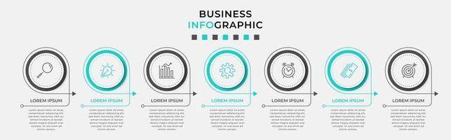 Plantilla de diseño infográfico con iconos y 7 opciones o pasos. vector