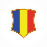 Romania flag vector with shield frame