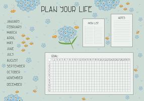 Plan your life, Wish list, Notes, Goal and habit tracker for the year vector