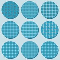 conjunto de cintas washi circulares estampadas en azul y blanco para álbumes de recortes vector
