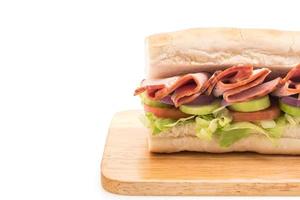 Ham and salad submarine sandwich photo