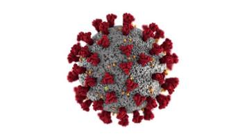 roterend coronavirus op witte achtergrond