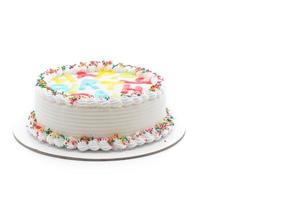 Happy birthday cake on white background photo