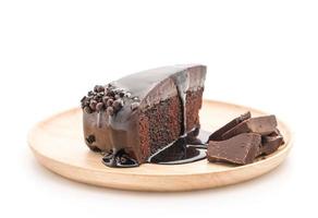Chocolate cake on white background photo