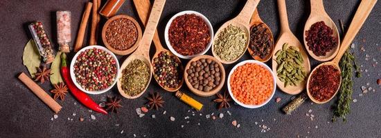 A set of spices and herbs. Indian cuisine photo