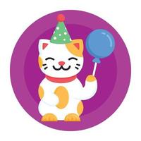 fiesta de cumpleaños de gato vector