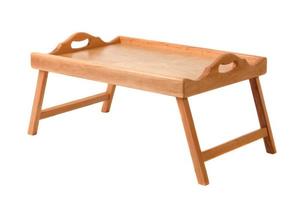 A folding breakfast table with legs on a white background photo