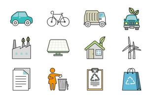 bundle of ecology set icons vector