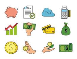 Icono de impuestos y dinero aislado diseño vectorial vector