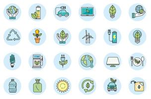 bundle of ecology set icons vector