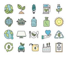 bundle of ecology set icons vector