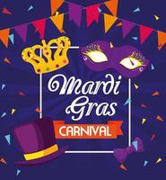 Mardi gras mask hat and crown vector design