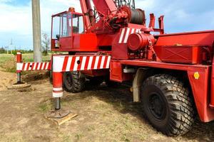 Installation of column for high-voltage electricity line photo