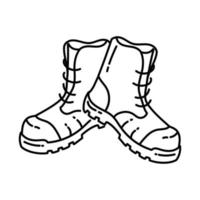 icono de botas de seguridad. Doodle dibujado a mano o estilo de icono de contorno vector