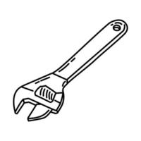 icono de llave inglesa ajustable. Doodle dibujado a mano o estilo de icono de contorno vector