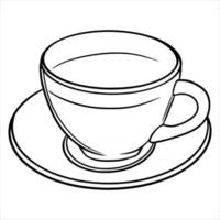 desayuno. una taza de té caliente en una taza de vidrio y en un platillo de vidrio. vector