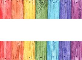 Rainbow colored painted on old wood background.