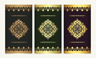 Luxury mandala decorative card in gold color vector