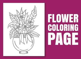 Página de libro para colorear floral para adultos y niños. página para colorear vector