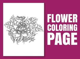 Floral coloring book page for adults and children. coloring page vector