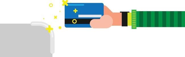 Flat Design Hand Swiping Card on a Digital Machine. vector