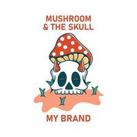 Mushroom and The Skull Illustration Character funny for t shirts vector