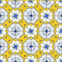 Pattern seamless with Italian tile design watercolor vector