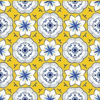 Pattern seamless with Italian tile design watercolor vector