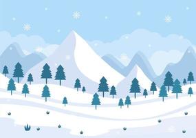 Christmas Winter Landscape and New Year Background Vector Illustration