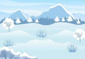 Christmas Winter Landscape and New Year Background Vector Illustration