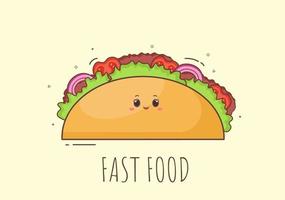 Cute Taco Fast Food Background Vector