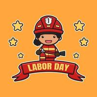 Cute labor day poster celebration cartoon icon illustration vector