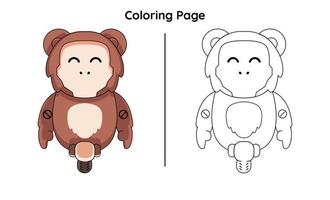 monkey robot with coloring page vector