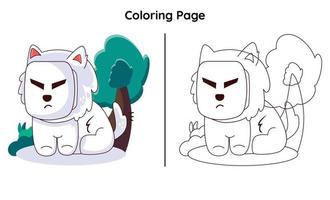 masked cat With coloring page vector